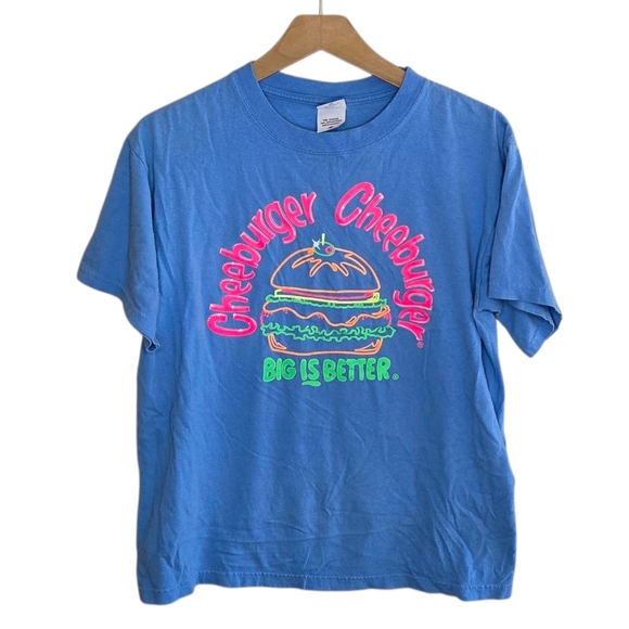Anvil | Cheeburger Cheeburger Blue Short Sleeve Graphic Tee Size Medium - Picture 1 of 5